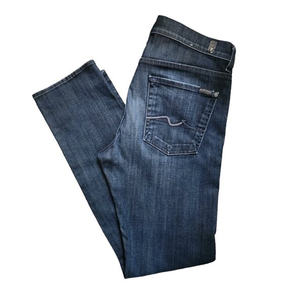 7 For All Mankind Men's Rhigby Button Fly Blue Denim Jeans Size 36 - Picture 7 of 14